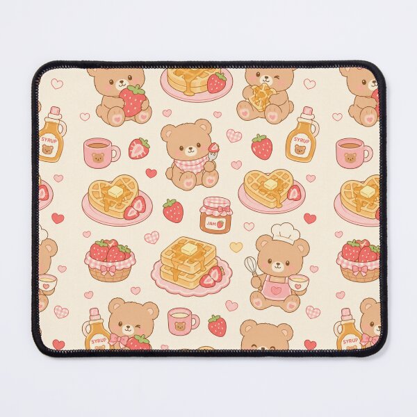 Item preview, Cute Teddy Bear Breakfast Kawaii Pattern designed and sold by Soft Berry Studio.