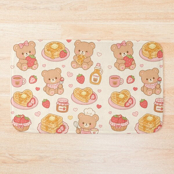 Item preview, Cute Teddy Bear Breakfast Kawaii Pattern designed and sold by Soft Berry Studio.