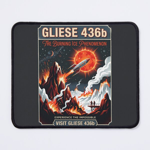 Item preview, Gliese 436b Retro NASA Travel Poster Burning Ice designed and sold by RetroRewind Studio.