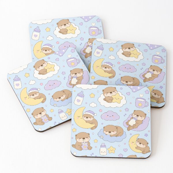 Item preview, Sleepy otter Moon Dreams Kawaii Pattern designed and sold by Soft Berry Studio.