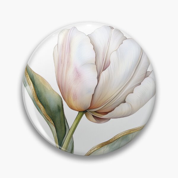 Item preview, Elegant White Tulip Flower Blossom with Gold Edges designed and sold by FernLiz.