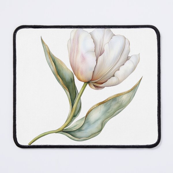 Item preview, Elegant White Tulip Flower Blossom with Gold Edges designed and sold by FernLiz.
