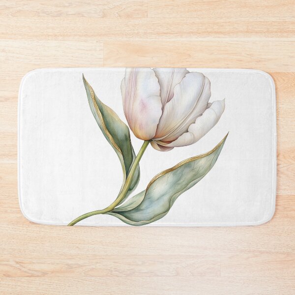 Item preview, Elegant White Tulip Flower Blossom with Gold Edges designed and sold by FernLiz.