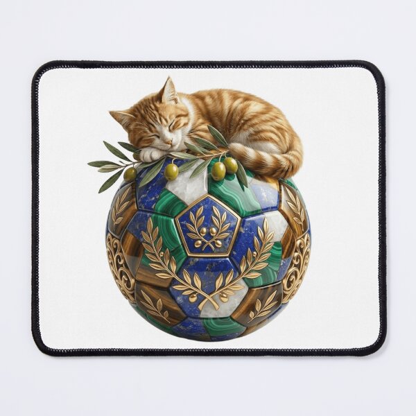 Item preview, Cute Sleeping Cat on Luxury Soccer Ball Olive Tree Branch Aesthetic designed and sold by Fatomfatom.
