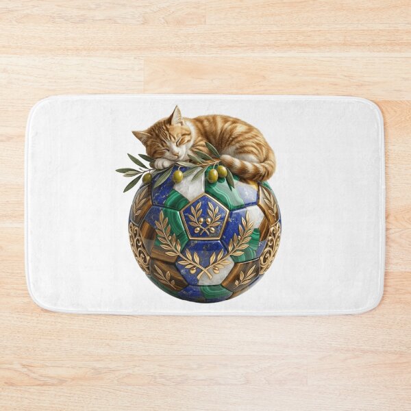 Item preview, Cute Sleeping Cat on Luxury Soccer Ball Olive Tree Branch Aesthetic designed and sold by Fatomfatom.