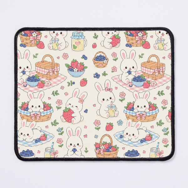 Item preview, Bunny Berry Picnic Kawaii Pattern designed and sold by Soft Berry Studio.