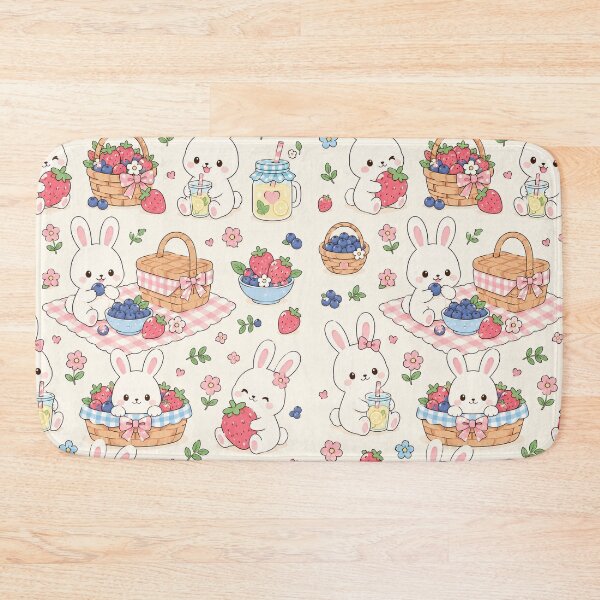 Item preview, Bunny Berry Picnic Kawaii Pattern designed and sold by Soft Berry Studio.
