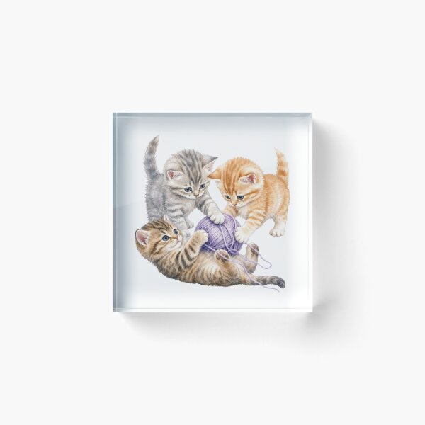 Item preview, Cute Kittens Playing with Yarn Watercolor - Watercolor Nursery Art designed and sold by PAPIRO SIGLO XXI.