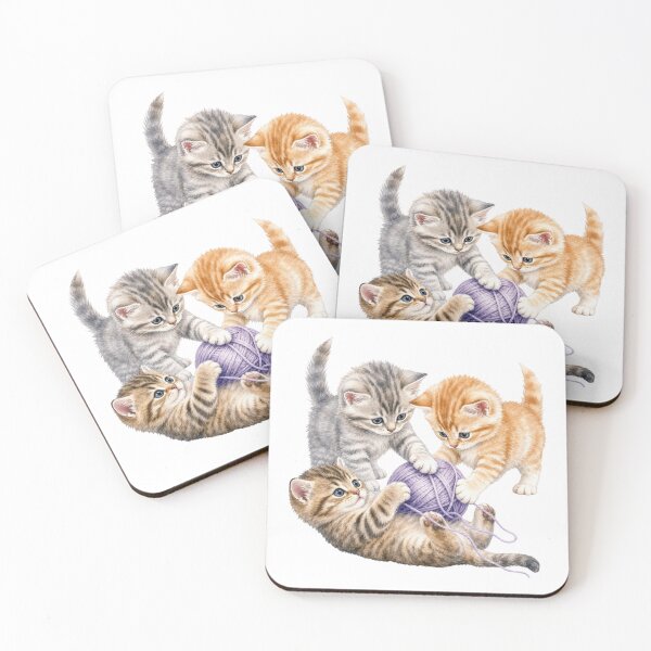 Item preview, Cute Kittens Playing with Yarn Watercolor - Watercolor Nursery Art designed and sold by PAPIRO SIGLO XXI.