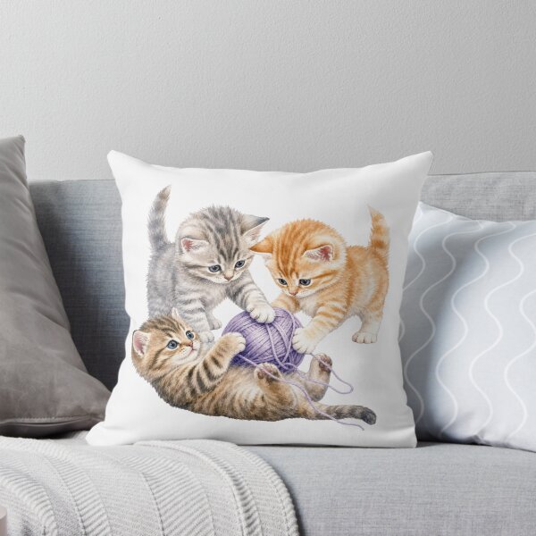 Item preview, Cute Kittens Playing with Yarn Watercolor - Watercolor Nursery Art designed and sold by PAPIRO SIGLO XXI.
