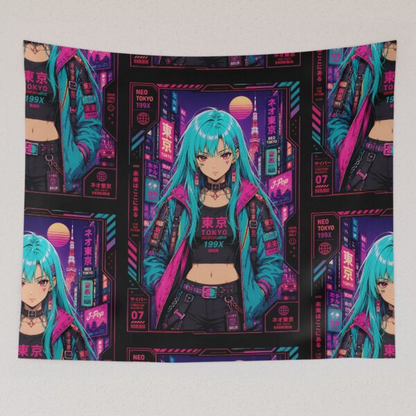 Item preview, Cyberpunk Aesthetic Girl - Retro Tokyo Anime designed and sold by Apocalyptic Art Studio.