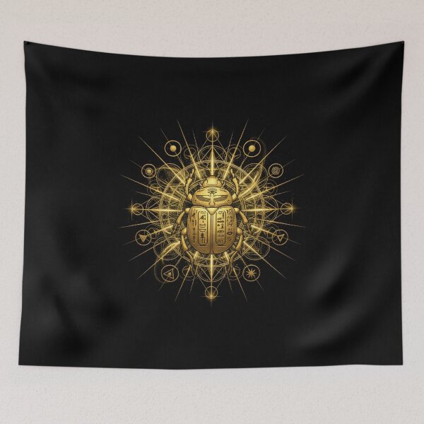 Item preview, Golden scarab beetle surrounded by sacred geometry  designed and sold by Astravane Collective Co..