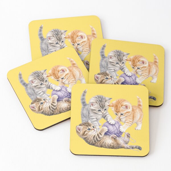 Item preview, Cute Kittens Playing with Yarn Watercolor - Watercolor Nursery Art designed and sold by PAPIRO SIGLO XXI.