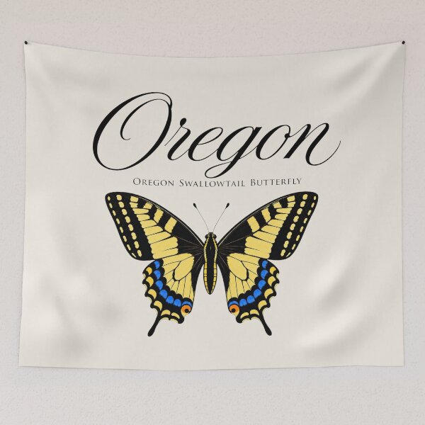 Item preview, Oregon Swallowtail Butterfly Retro State Poster designed and sold by The-Drip-Studio.