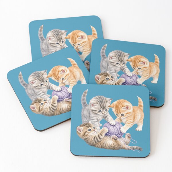 Item preview, Cute Kittens Playing with Yarn Watercolor - Watercolor Nursery Art designed and sold by PAPIRO SIGLO XXI.
