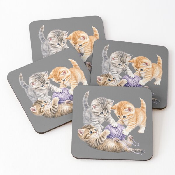 Item preview, Cute Kittens Playing with Yarn Watercolor - Watercolor Nursery Art designed and sold by PAPIRO SIGLO XXI.