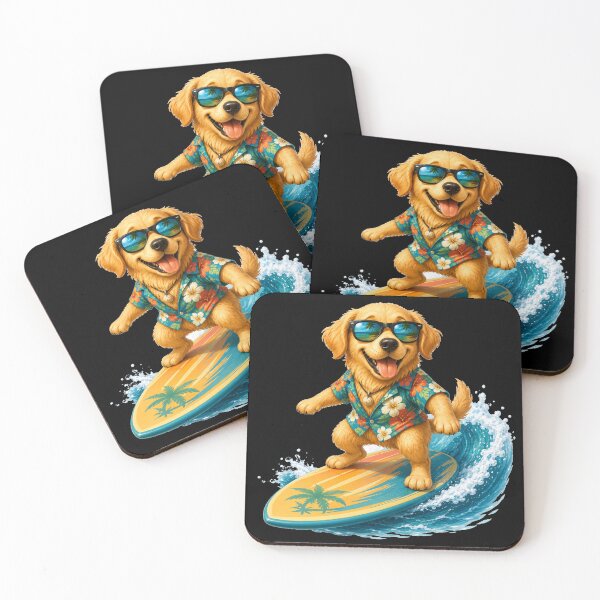 Item preview, Surfer Dog Golden Retriever - Funny Summer Surfing Cartoon designed and sold by Wild Horizon Studio.
