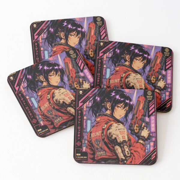 Item preview, Cyberpunk Bounty Hunter - Retro Anime Mercenary designed and sold by Apocalyptic Art Studio.