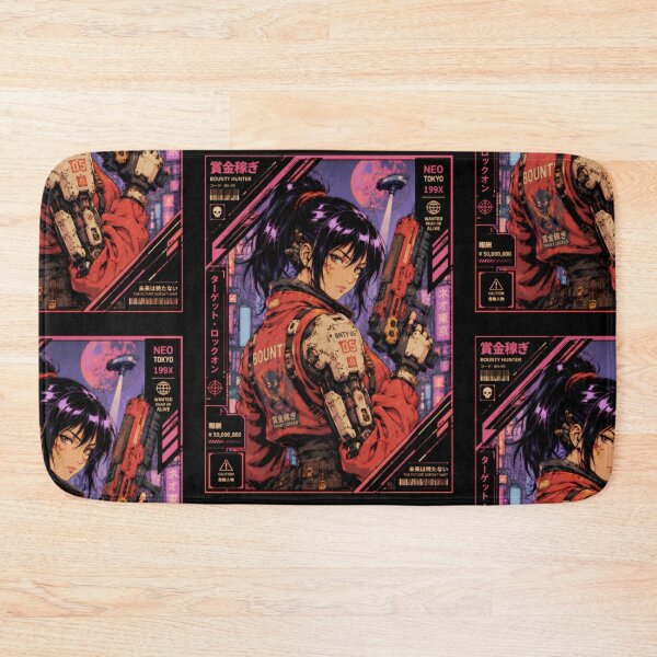 Item preview, Cyberpunk Bounty Hunter - Retro Anime Mercenary designed and sold by Apocalyptic Art Studio.