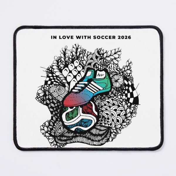 Item preview, In Love With Soccer 2026 - Zentangle Football Boot designed and sold by AzatArtShop.