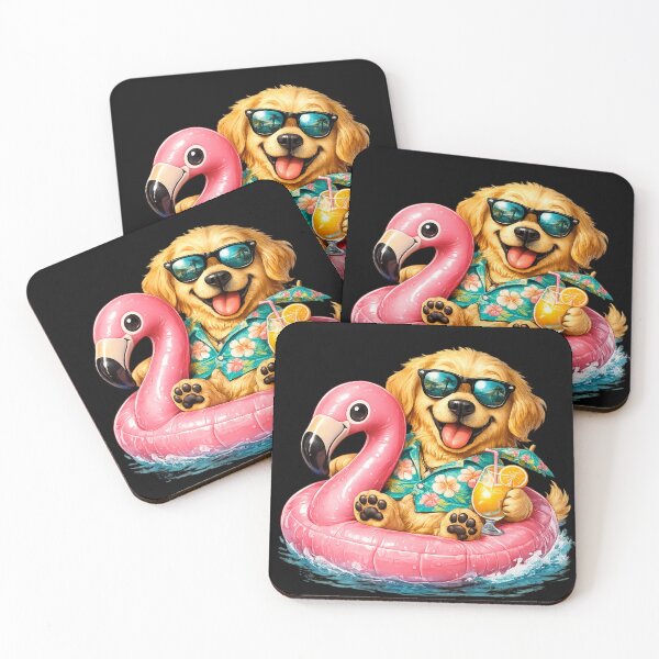 Item preview, Pool Dog Golden Retriever - Funny Summer Pool Party Cartoon designed and sold by Wild Horizon Studio.