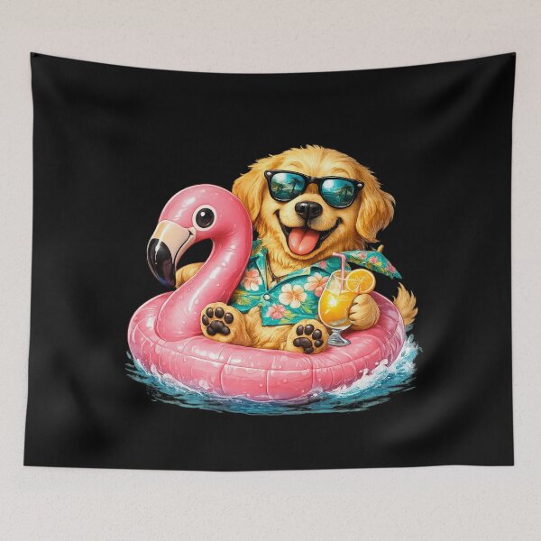 Item preview, Pool Dog Golden Retriever - Funny Summer Pool Party Cartoon designed and sold by Wild Horizon Studio.