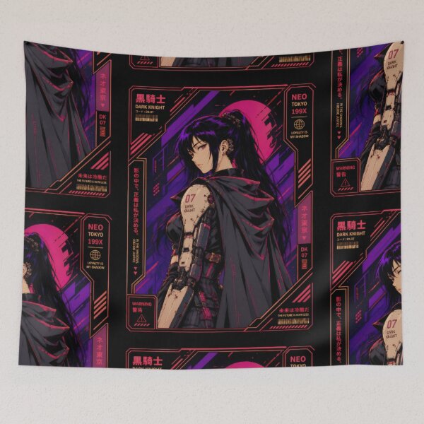 Item preview, Cyberpunk Dark Knight - Retro Anime Warrior designed and sold by Apocalyptic Art Studio.
