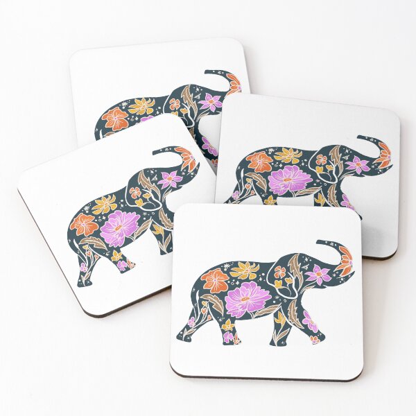 Artikelvorschau, Elefant in Blüte – Blumenelefant-Aufkleber, Boho-Tieraufkleber, botanischer Elefanten-Vinylaufkleber entworfen und verkauft von ArtByShoonya.