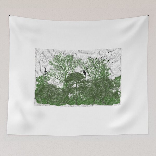 Item preview, Surreal Landscape with trees and Abstract Waves designed and sold by Zenith-Prime.