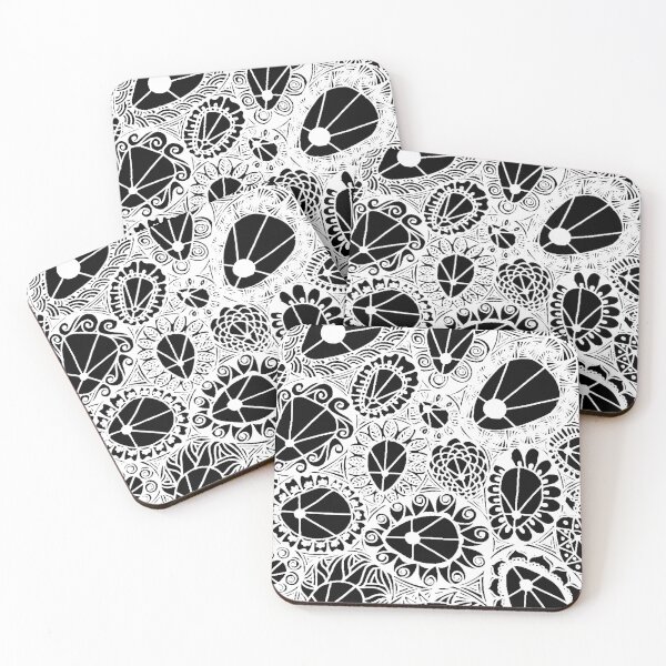 Item preview, White on Black Zentangle Abstract Lacy Design  designed and sold by Mimsartprojects.
