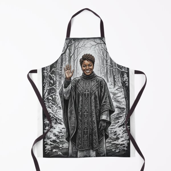 Item preview, SMILING CLERIC IN SNOWY WINTER FOREST CHARCOAL ILLUSTRATION FANTASY designed and sold by Curiosiart.