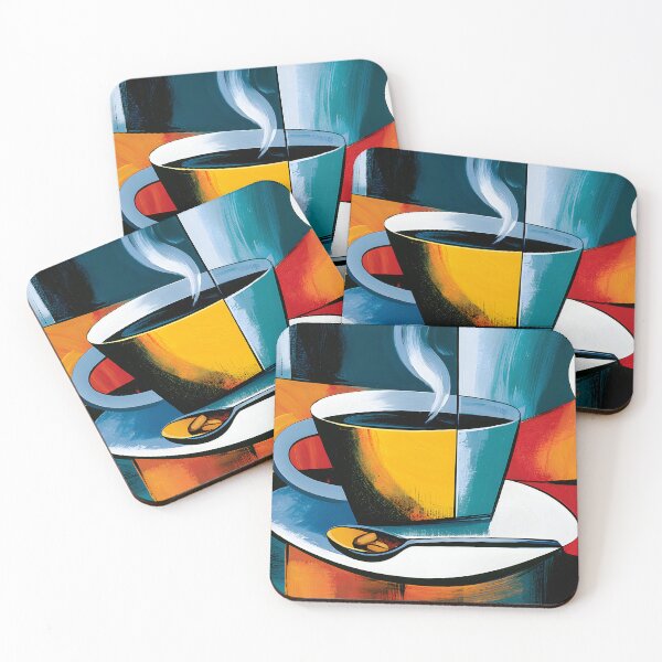 Item preview, Morning Brew in Bold Geometry - Steaming Coffee Framed by Vibrant Contemporary Color designed and sold by OlfactoART Studio.