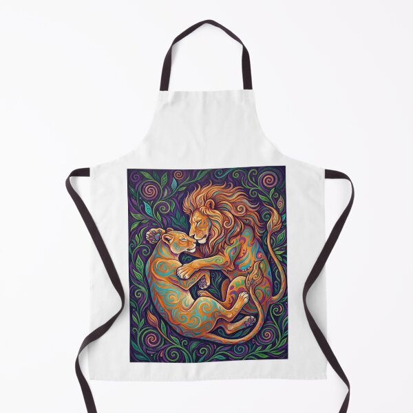 Item preview, Psychedelic Lion Love – Colorful Lion & Lioness Fantasy Art designed and sold by MAJCO-ART.