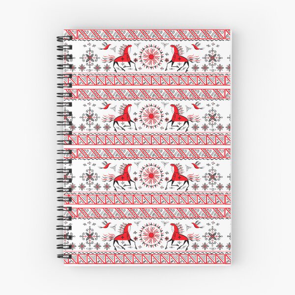 Item preview, Horses, sun and birds in slavic style. Mezen Red-black folk pattern designed and sold by LiluGross.