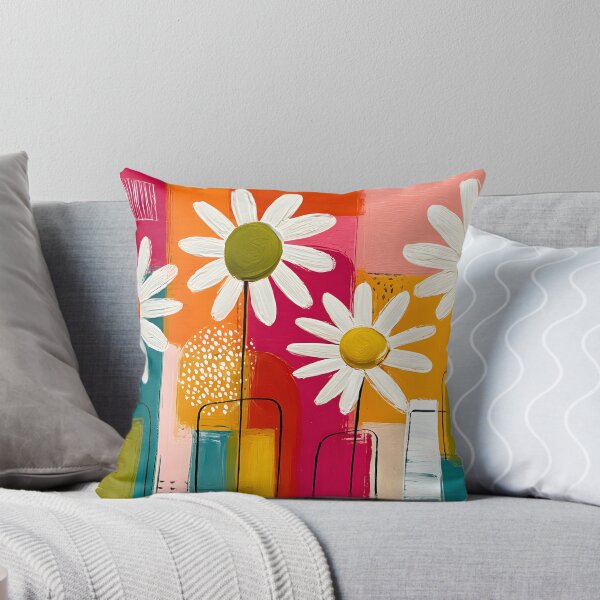 Item preview, Daisies in Geometric Bloom - Cheerful Floral Beauty in Bold Contemporary Color designed and sold by OlfactoART Studio.