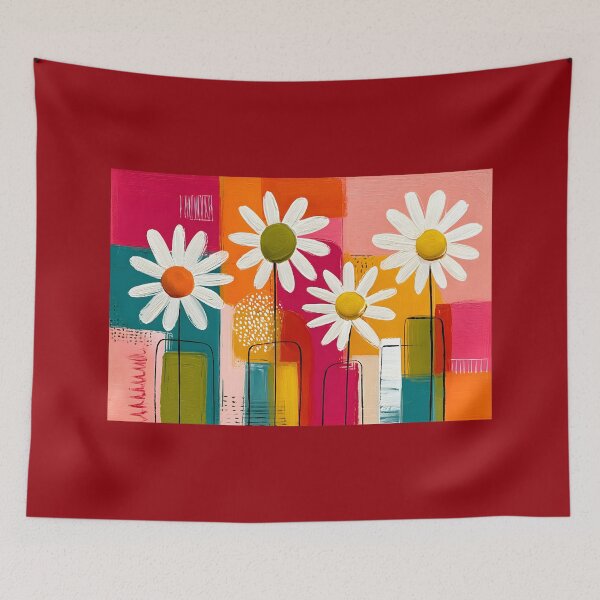 Item preview, Daisies in Geometric Bloom - Cheerful Floral Beauty in Bold Contemporary Color designed and sold by OlfactoART Studio.