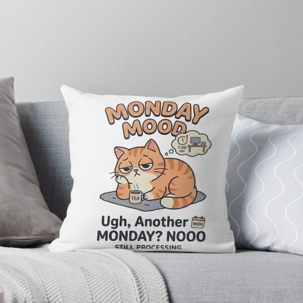 Item preview, Cute Monday Mood Cat - Funny Tired Cat Sticker designed and sold by BareCanvass.