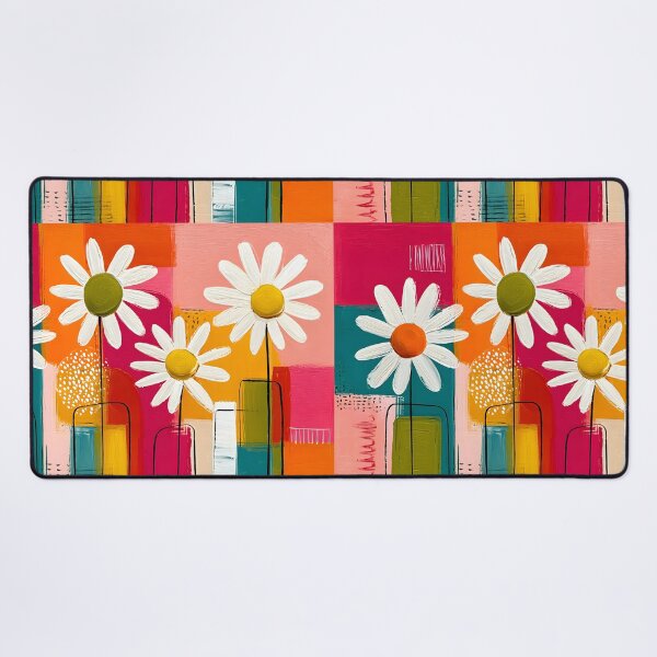 Item preview, Daisies in Geometric Bloom - Cheerful Floral Beauty in Bold Contemporary Color designed and sold by OlfactoART Studio.