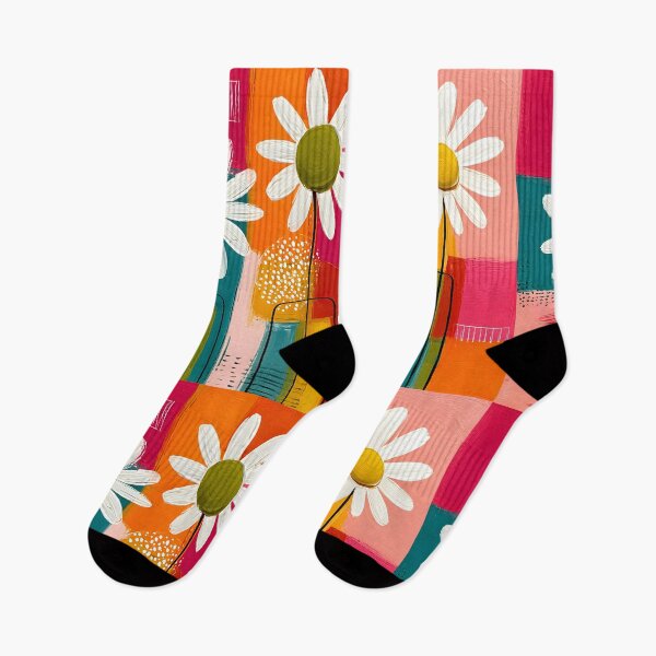 Item preview, Daisies in Geometric Bloom - Cheerful Floral Beauty in Bold Contemporary Color designed and sold by OlfactoART Studio.