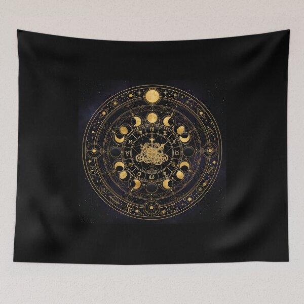 Item preview, Moon phases surrounding a celestial clock face designed and sold by Astravane Collective Co..