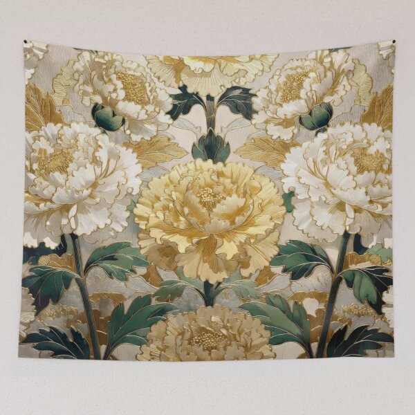 Item preview, Elegant Cream Peony Botanical Luxury Pattern designed and sold by IntelliMindDesigns.