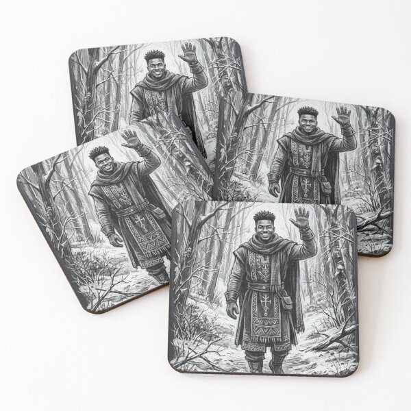 Item preview, WINTER TRAVELER CHARCOAL DRAWING FANTASTIC ART SNOWY FOREST designed and sold by Curiosiart.
