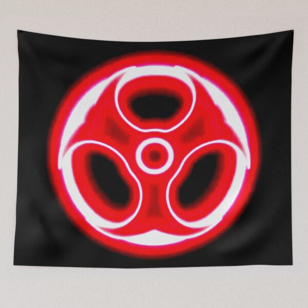 Item preview, ​Glowing Red Neon Biohazard Symbol Art designed and sold by Polophgg.