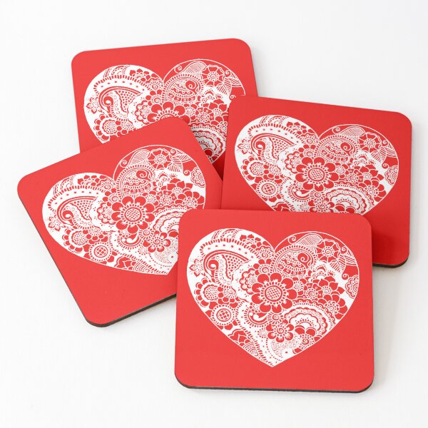 Item preview, Vertical Heart Shape White Design on Red Background designed and sold by Mimsartprojects.