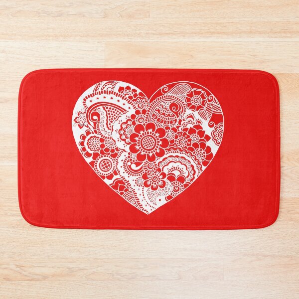 Item preview, Vertical Heart Shape White Design on Red Background designed and sold by Mimsartprojects.