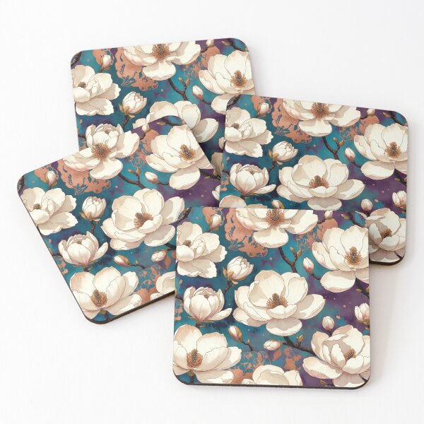 Item preview, Luxurious White Magnolia Gold Floral Pattern designed and sold by IntelliMindDesigns.