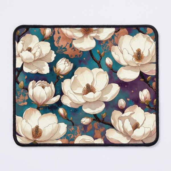 Item preview, Luxurious White Magnolia Gold Floral Pattern designed and sold by IntelliMindDesigns.