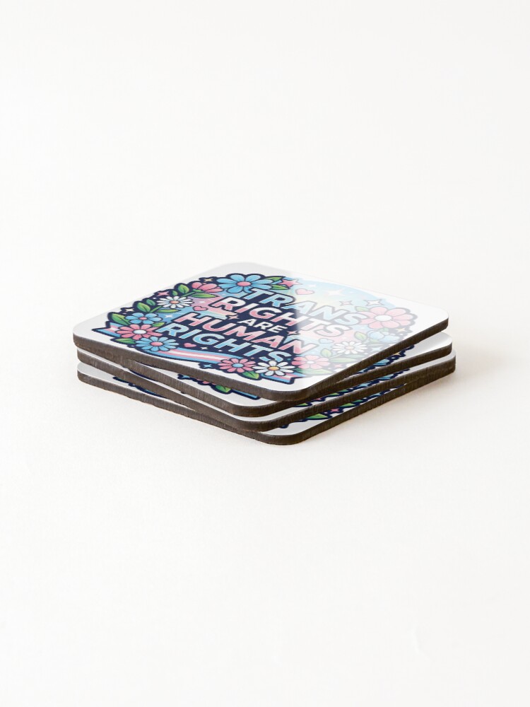 Thumbnail 4 of 5, Coasters (Set of 4), Trans Rights Are Human Rights Pride designed and sold by BluePrintVibe.
