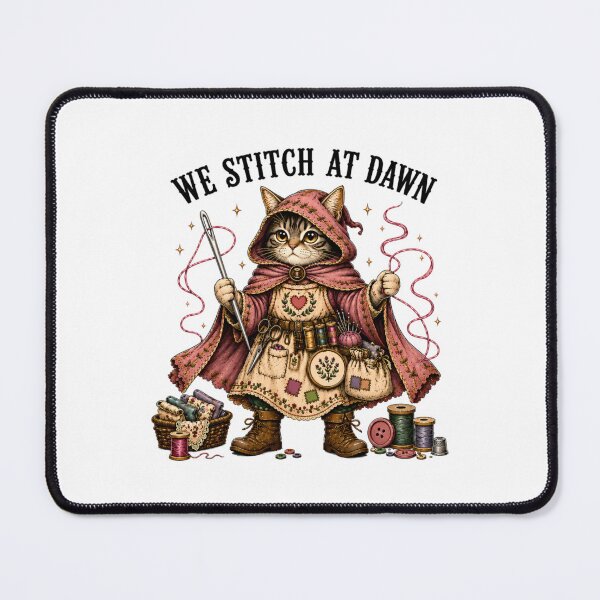 Item preview, We Stitch At Dawn Funny Sewing Cat Quilting Embroidery designed and sold by Ali-printshop.