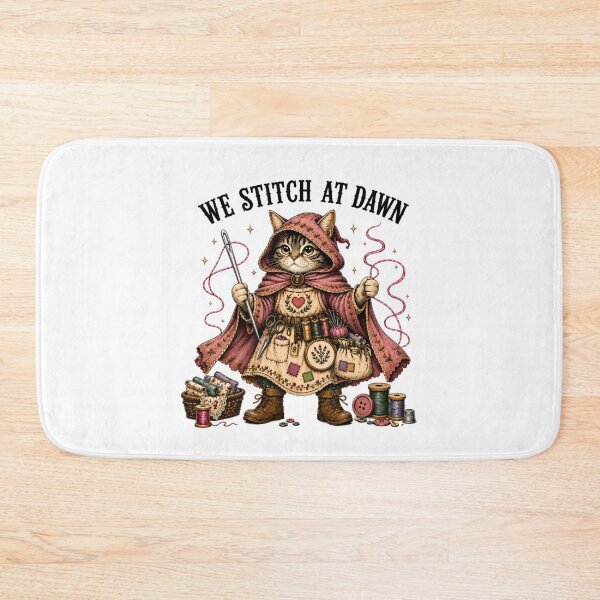 Item preview, We Stitch At Dawn Funny Sewing Cat Quilting Embroidery designed and sold by Ali-printshop.